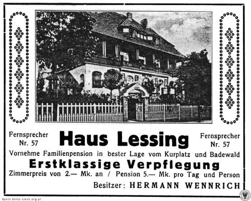 a black and white picture of a house at Villa Lessing in Polanica-Zdrój