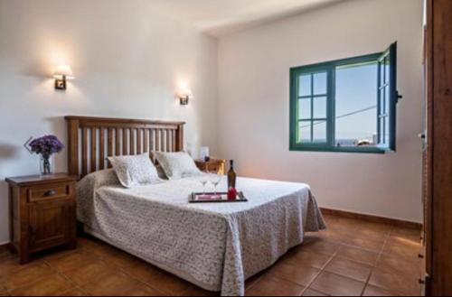 a bedroom with a bed and a window at Finca la costa in Tinajo