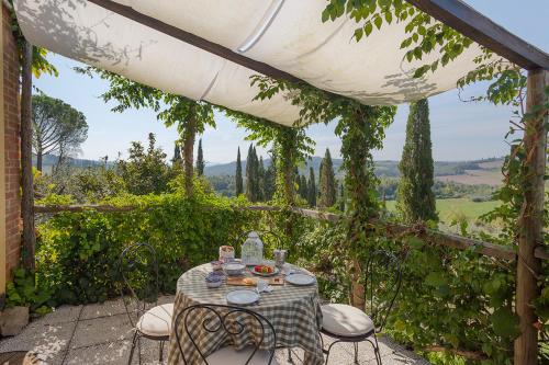 a table and chairs on a patio with a view at Agriturismo La Ca'Solare in Palaia