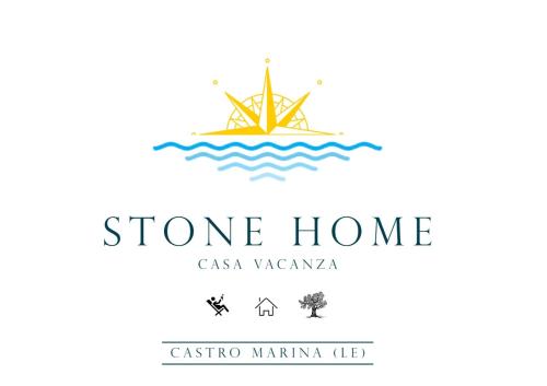 un logo pour une maison en pierre avec un bateau dans l'eau dans l'établissement STONE Home - Sea & Landscape, à Marittima