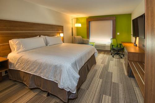 a hotel room with a bed and a desk at Holiday Inn Express & Suites Omaha Downtown Old Market by IHG in Omaha