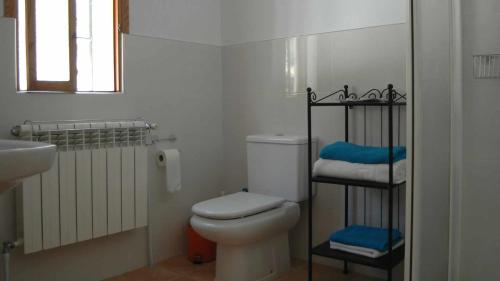 een witte badkamer met een toilet en een wastafel bij Granada 003 in Alhama de Granada