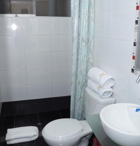 a bathroom with a toilet and a sink at Golden Inca Hotel in Cusco