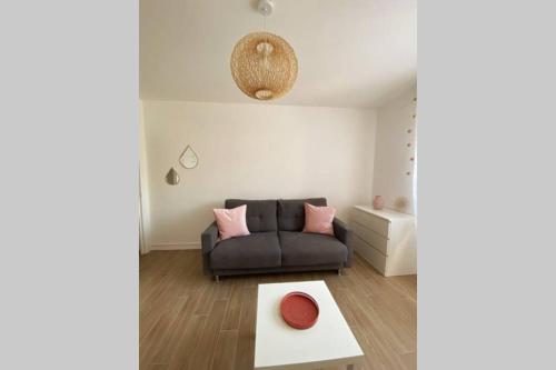 un salon avec un canapé et une table dans l'établissement STUDIO CENTRE CANNES PROCHE PLAGES (CONGRES), à Cannes