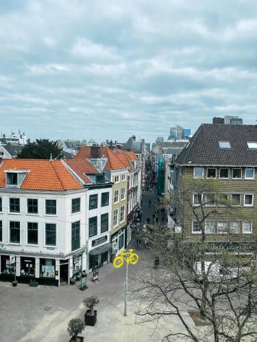 a view of a city with buildings and a street at Pink Flamingo Boutique Hostel in The Hague