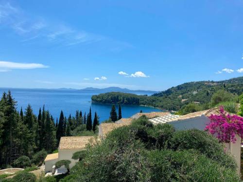 a view of a body of water with trees and buildings at Paleopetres K-Nine - Premium Suite - Kalami - in Kalami