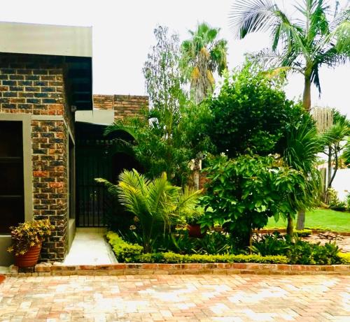a garden in front of a house with plants at Erins Haven - Polokwane in Polokwane