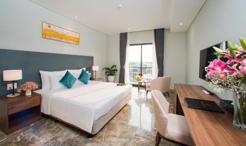 Katil atau katil-katil dalam bilik di PHU THANG GRAND HOTEL