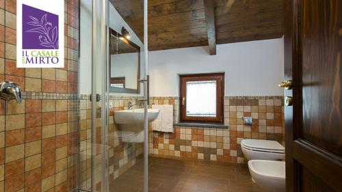 ヴィーコ・エクエンセにあるIl Casale Del Mirtoのバスルーム(トイレ、洗面台、シャワー付)