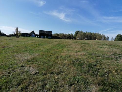 a large field with a building in the background at Beechtree Property in Izvoare