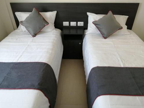 阿瓜斯卡連特斯的住宿－Vive Place，客房内的两张床相邻。