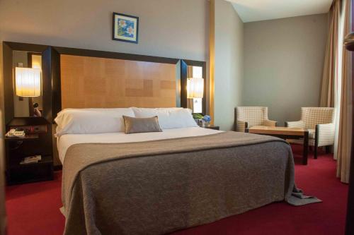 - une chambre avec un grand lit dans une chambre d'hôtel dans l'établissement Sercotel Princesa De Eboli, à Pinto
