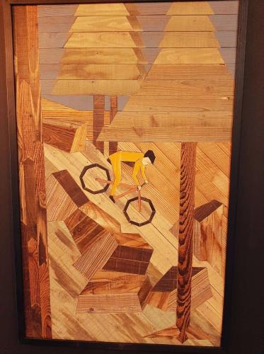a painting of a painting of a man on a floor at Renée Cense in Houffalize