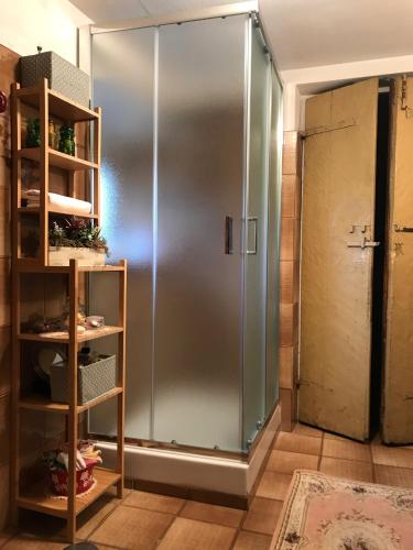 a large stainless steel refrigerator in a room at Suite Romantica con Giardino in Dimora Storica - Camera e Appartamento - B&B Palazzo Robicci in Castiglion Fiorentino