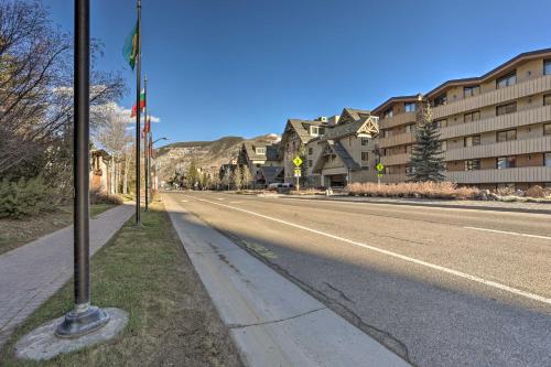 an empty street in front of a large building at Updated Condo Walk to Vail Village and Ski Shuttle! in Vail