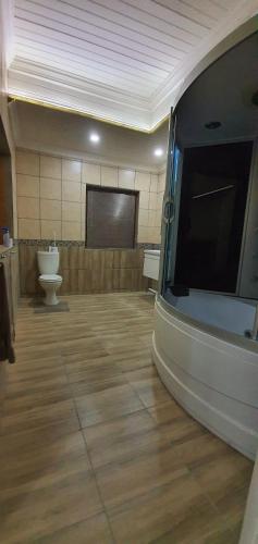 a large room with a toilet and a projection screen at Tranquillity Holiday Home in Marloth Park