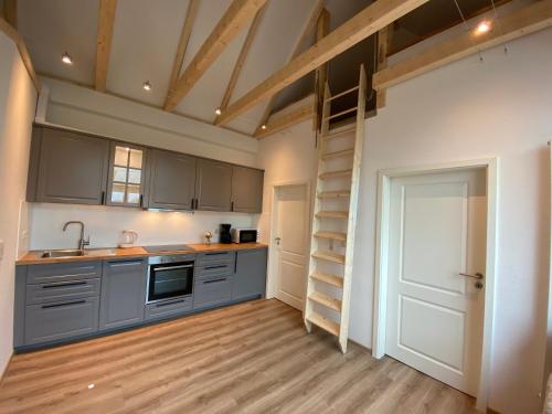 Dapur atau dapur kecil di Etzel-Lodge Weideblick