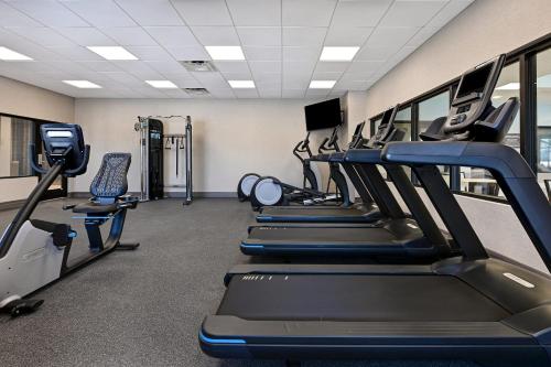 a gym with treadmills and cardio machines at Homewood Suites By Hilton Austin/Cedar Park-Lakeline, Tx in Austin