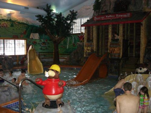 a group of people in a pool at a water park at Meadowbrook Resort in Wisconsin Dells