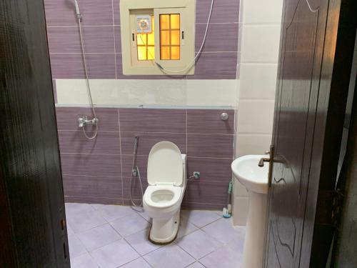 a bathroom with a toilet and a sink at Economic Homes Apartments in Yanbu