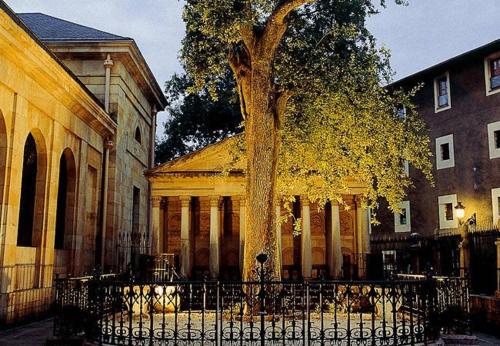 a tree in front of a building with a fence at Hotel Neguri in Getxo