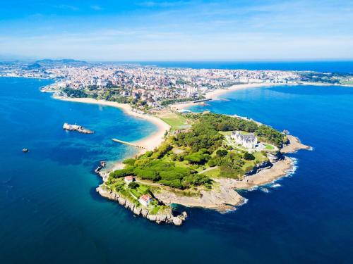 an aerial view of an island in the water at Hotel Neguri in Getxo