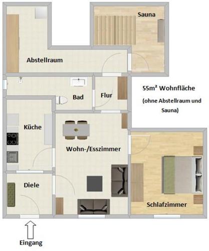 a floor plan of a house with diagrams at Ferienwohnung Eifelurlaub in Daun