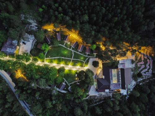 an overhead view of a estate at night at Te'Dreri - Llogora Tourist Village in Dhërmi