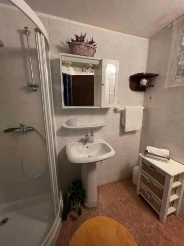 a bathroom with a sink and a shower at Holiday Homes in Matulji 15676 in Matulji