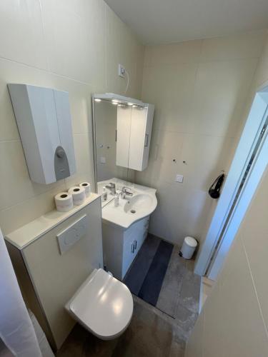Koupelna v ubytování Ferienwohnung am Traunsee