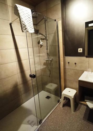 Koupelna v ubytování Hotel Le Chalet