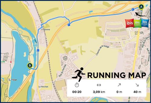 a map with a runner on it and the text runningmap at Ibis Angoulême Nord in Champniers