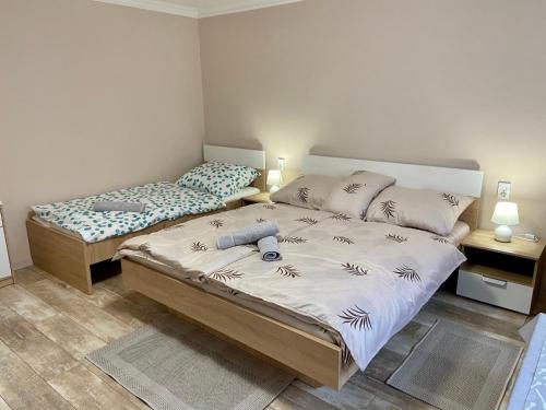1 dormitorio con 2 camas en una habitación en Vincze Vendégház, en Körmend