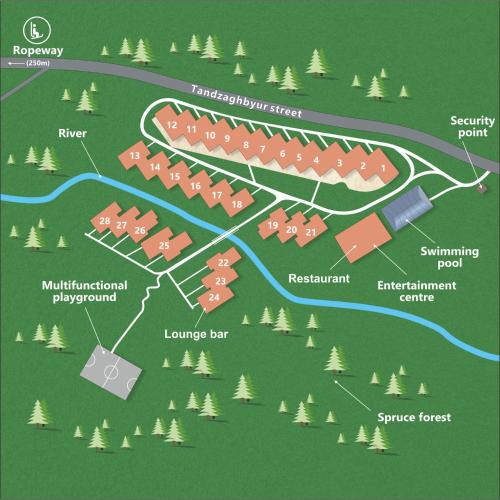 a map of the resort compound at Teghenis Resort in Tsaghkadzor