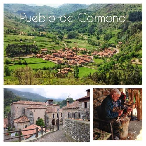 a collage of pictures of a village and a man sitting in a chair at La casa de Manín in San Sebastián de Garabandal