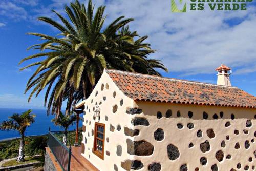 un edificio con una palmera al fondo en Casa Mágica piscina privada, en La Esquinita