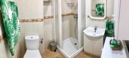 łazienka z prysznicem, toaletą i umywalką w obiekcie Edf. Gaviota 3º2 w mieście Nerja