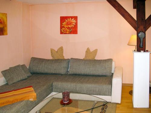 uma sala de estar com um sofá e uma mesa de vidro em Holiday Home Jana by Interhome em Buchholz