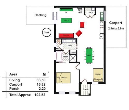 
The floor plan of McLaren Vale Studio Apartments
