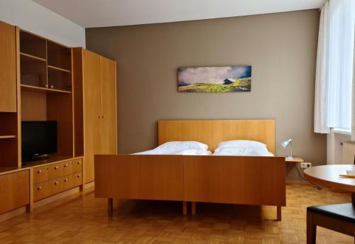 una camera con letto e TV di Hotel Viktor a Viktorsberg