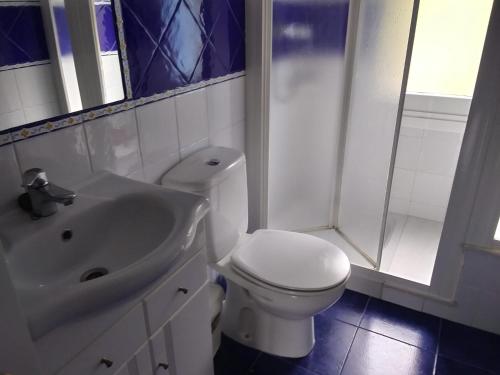 ビリャビシオサにあるPLAYA obrasのバスルーム(白いトイレ、シンク付)