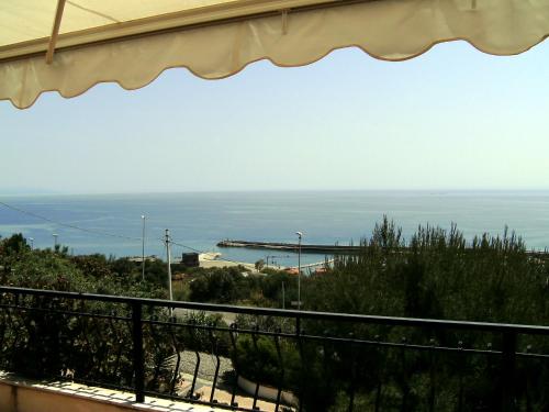 a view of the ocean from a balcony at Villa Stefania in Marina di Camerota