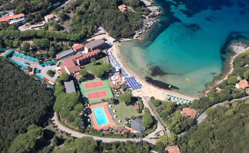 an aerial view of a resort and a beach at Hotel Desiree in Procchio