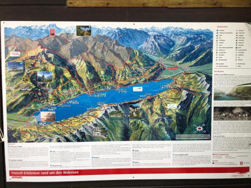 a map of a mountain range with mountains at Luxuriöses Galerie-Penthouse direkt am Walensee in Unterterzen