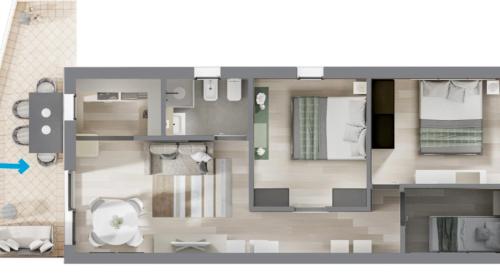 plan piętra małego apartamentu z: w obiekcie Marine House w Lignano Sabbiadoro