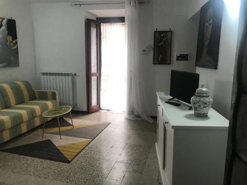 卡普拉羅拉的住宿－I colori della Tuscia，带沙发和电视的客厅