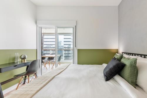Cama o camas en una habitación en Apartamento amueblado con vacante - Villa Olimpia