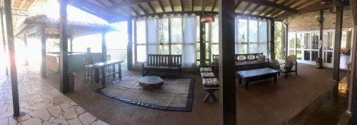 an overhead view of a living room with a table and chairs at Espaço Vila Lara in São Roque