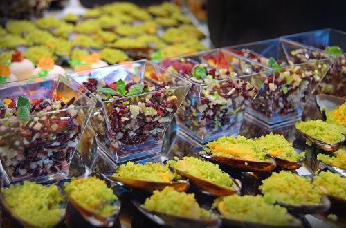 a display of food in plastic containers on a table at COMPLEX PANORAMIC in Slănic-Moldova