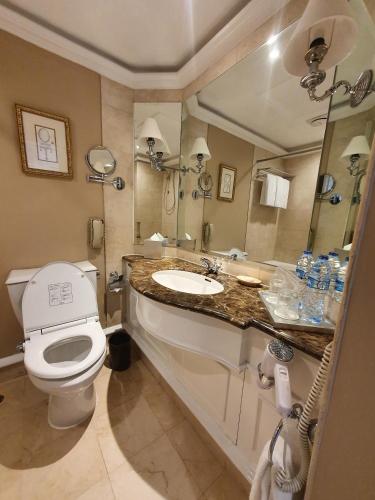 a bathroom with a toilet and a sink at Hotel Gran Mahakam in Jakarta